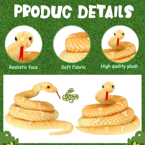 Giant 80 Inch Boa Constrictor Stuffed Animal Snake - Realistic Plush Toy for Kids Birthday Party