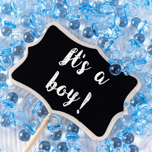 Super Z Outlet Mini Acrylic Baby Pacifiers for Baby Shower Decorations, 144 Pieces (Blue)