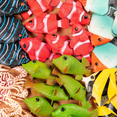60pcs Playset 3+ Terra by Battat Tropical Fish & Crab Toys Mini Plastic Ocean Animal Figurines for Kids Realistic Sea