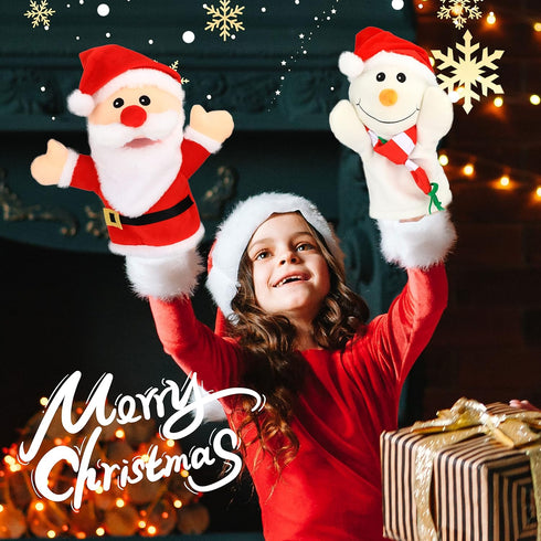 Hopearl Plush Christmas Snowman Hand Puppet, Interactive Storytelling Toy for Kids, 17''