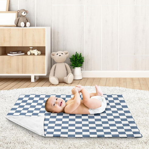 30x36in Sweet Jojo Designs Soft Baby Blanket (Blue Gingham Checkered Plaid) for Boys, Infant, Newborns, Toddler