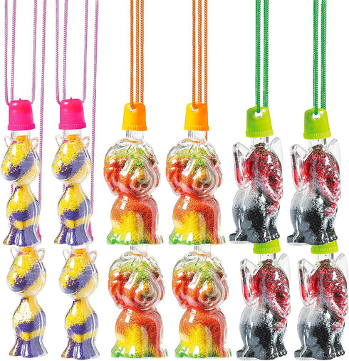 Fun Express Safari Sand Art Bottle Necklaces, VBS Vacation Bible School Supplies/Decor for Kids Crafts