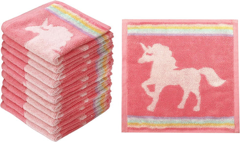 ORIGINAL KIDS Magical Unicorn Washcloths - 12 Pack 100% Cotton Terry Jacquard Wash Cloths
