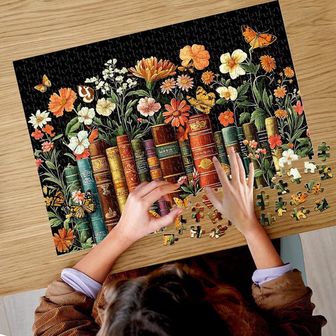 500 500 Piece Puzzle for Adults | Vintage Wildflowers Books Puzzle | Recycled Cardboard Plant Flowers Jigsaw Puzzle