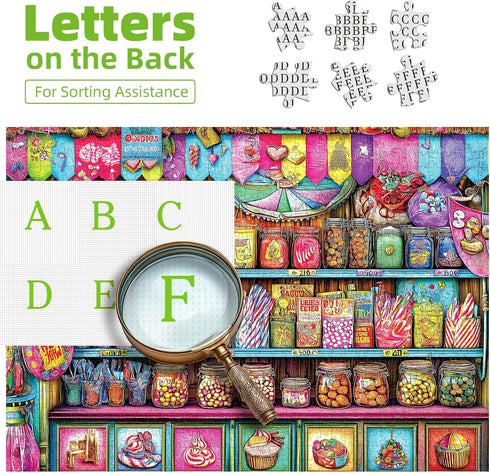 500 (23"x15") Blueforest Candy Shop Piece Puzzles for Adults - Vibrant Sweets Store Jigsaw Puzzle, Nostalgic Candy Jar
