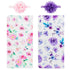 R HORSE Newborn Baby Swaddle Blankets Headband Sets, 2 Pack Floral Pattern Receiving Blankets for Baby Shower Gift