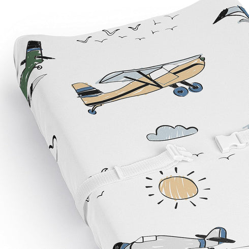 Sweet Jojo Designs Vintage Airplane Boy Baby Changing Pad Cover Sheet Infant Newborn Diaper Table Change Mat Cover Grey
