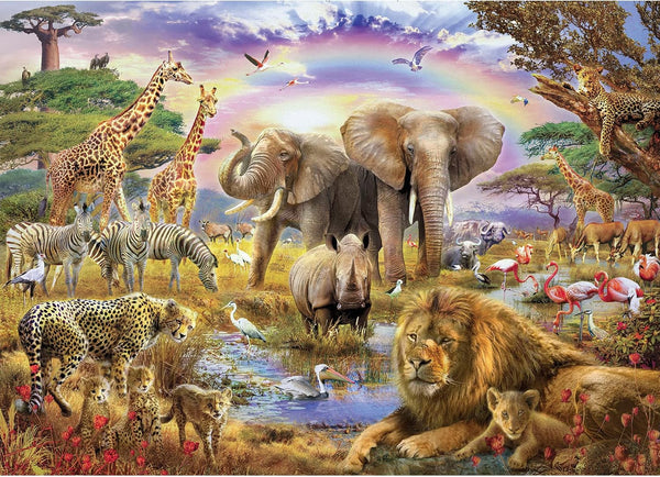 1000 Pieces African Animal Jungle Scene Jigsaw Puzzle for Adults, Elephant and Animal World Home Decoration