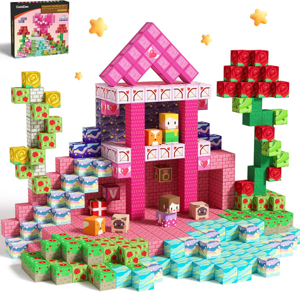 GobiDex 100PCS Magnetic Blocks Princess Building Toys for Girls Age 3+, Game-Based