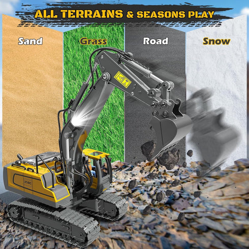 BEWEAI 11CH 2.4Ghz 3 4 5 6 7 8-12 Remote Control Excavator Toy RC Play Excavator Construction Vehicles, RC Sand Digger