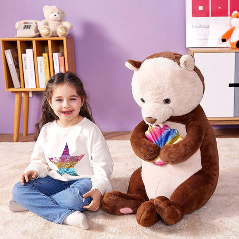 IKASA 30" Large Sea Otter Stuffed Animal Plush Toy, Giant Cute Jumbo Soft Fluffy Plushie, Gifts for Kids