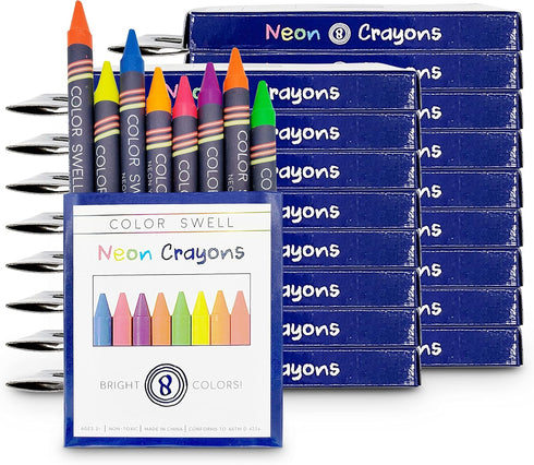 Packs 18 (144 Packs Color Swell Neon Bulk Crayons - Boxes of Fun Neon Bulk Crayons total) of Large Crayon Teacher