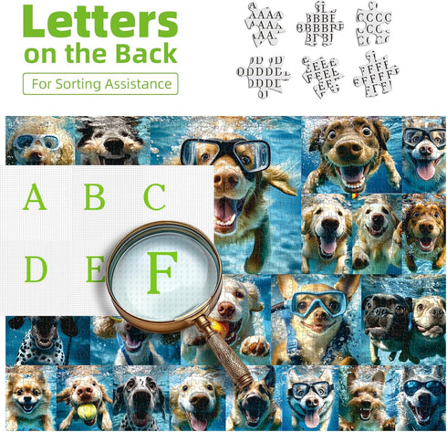 1000 1000 Underwater Dogs Jigsaw Puzzles Pieces for Adults Funny Cute Dogs Collage Puzzles for Adults Pieces