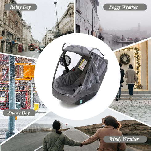 Miracle Baby Car Seat Rain Cover, Universal Infant Car Seat Weather Shield with Storage Bag,Waterproof Baby Car Seat