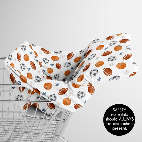 Sweet Jojo Designs Sports Theme Boy Infant Baby Car Seat Cover Nursing Breastfeeding High Chair Shopping Cart Stroller