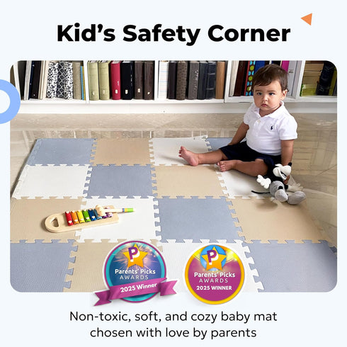 50x50 6-12 MioTetto Baby Play Mat, Soft Foam Floor Tiles for Kids. Adjustable Interlocking Foam Tiles, Fits