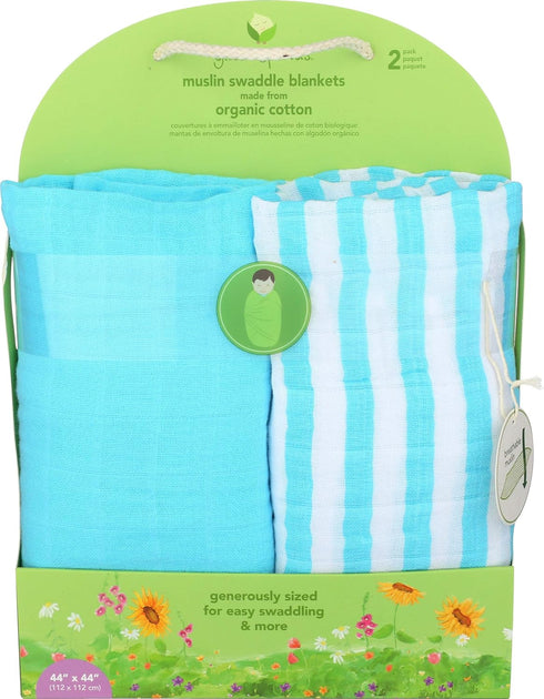 green sprouts Muslin Swaddle Blankets made from Organic Cotton, Generously Sized for Easy Swaddling, 2 Count