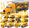 JOYIN 25 in 1 Construction Truck Vehicle Toy Set - Play Vehicles with Sounds and Lights in Carrier Truck