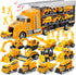 JOYIN 25 in 1 Construction Truck Vehicle Toy Set - Play Vehicles with Sounds and Lights in Carrier Truck