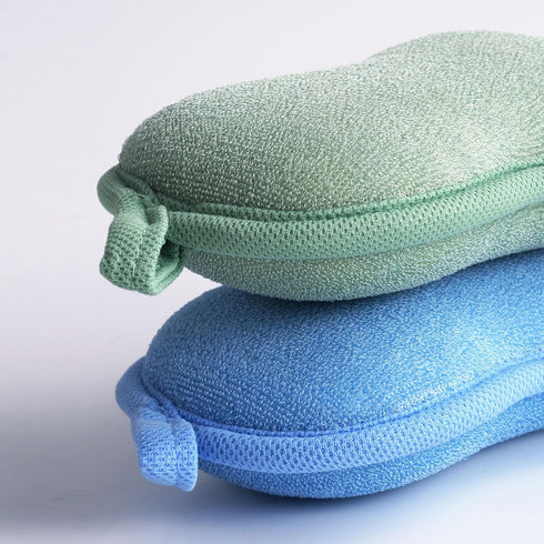 Baby Bath Sponge - Ultra Soft Sponge for Bathing, Kids Bath Sponges for Infants, Toddler Bath Time, 2 Count (Green Blue)