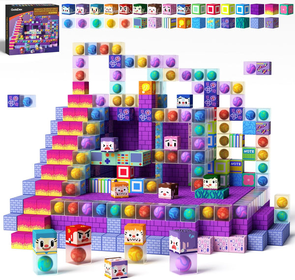 GobiDex 100PCS Magnetic Building Blocks for Kids 3+, Montessori Sensory Toys with