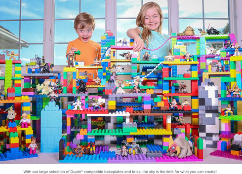 Strictly Briks Compatible with Lego Duplo 12 Pack, Large Building Blocks Baseplates, 7.5 x 3.75 in, Basic Colors