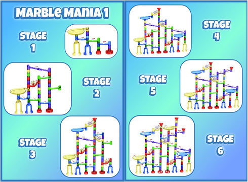 Marble Mania 162 4-8 4+ Marble Run - Marble Runs for Kids - Pieces Plus Storage Tub - Construction Toys for Year Old