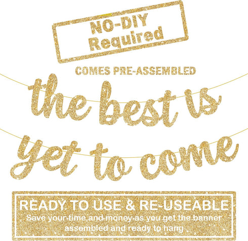KatchOn Glitter The Best is Yet to Come Banner, 10 Feet Gold Congratulations Banner for Graduation Decorations 2025