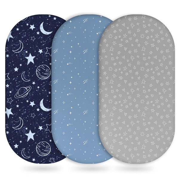 Unnivoll Baby Bassinet Sheets Girl Boy, Fitted Bassinet Sheet Set 3 Pack