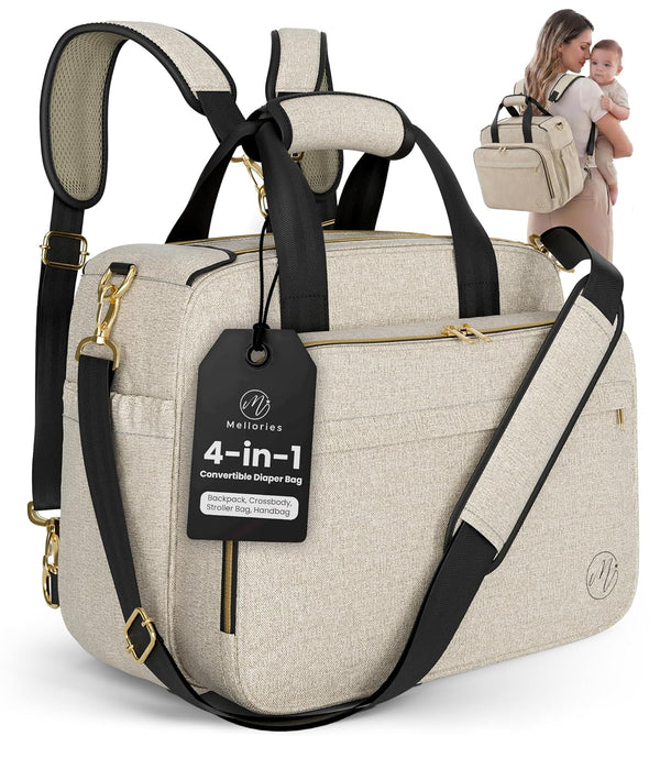 Mellories 4 in 1 Convertible Diaper Bag Tote for Baby Boys and