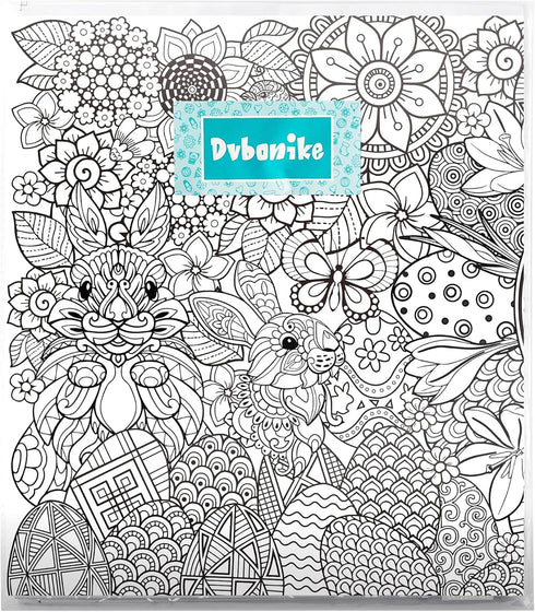 55.1 23.6 Inch Jumbo Easter Mandala Coloring Poster - Easter Egg Bunny Flower DIY Drawing Color-in Paper Blank Art