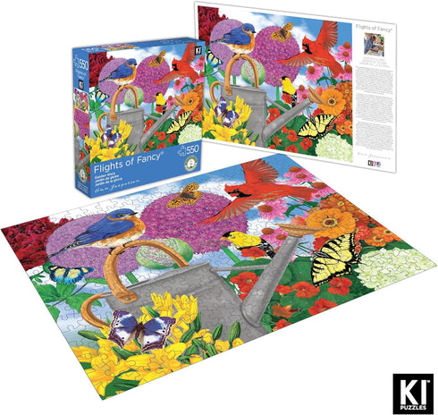 550 Piece Jigsaw Puzzle for Adults, Garden Glory by Ann Jasperson, Birds, 24x18, KI Puzzles
