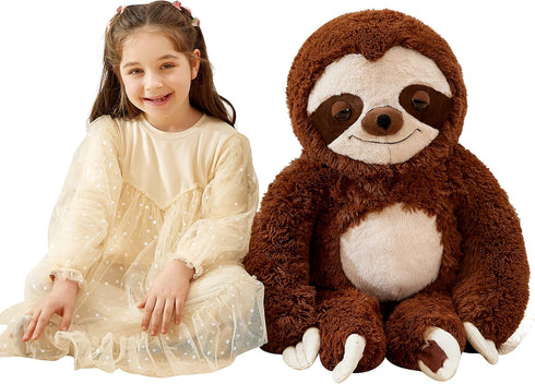 IKASA Giant Sloth Stuffed Animal, 30" Hanging Three Toed Plush Toy, Cute Fluffy Gift for Kids