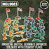 Playset- 200pc Set World War II Army Men Toy Action Figure Including Soldiers & Flags from The US, Great Britain