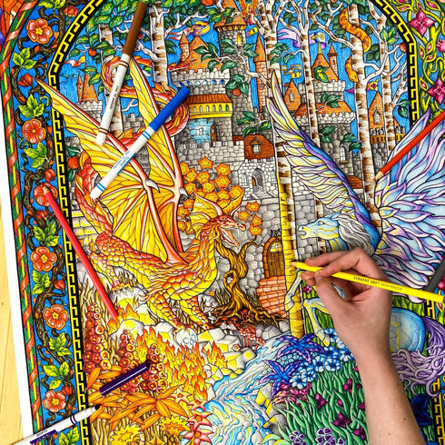 The Key - Giant Detailed Fantasy Coloring Poster, 22x32.5 Inches - Intricate Design for Kids, Teens, and Adults