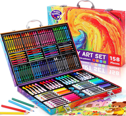 158 4-8, 6-8, Set 4 5 6 7 8 9 10 11 12 Pcs Art Supplies for Kids Ages Deluxe Art Kit Crafts Drawing Painting