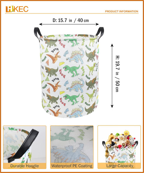 Dinosaur Laundry Basket, Kids Toys Storage Bin for Bedroom, Waterproof Baby Clothes Hamper with Handles, Nursery