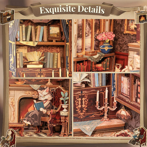 (Count CUTEBEE DIY Book Nook Kit, Miniature House Kits for Adult and Teens, DIY Miniature Book Nook kit with Sensor Led