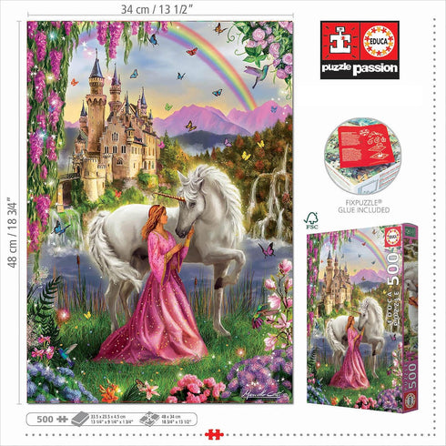 Educa 17985 Fairy and Unicorn Puzzle, 500 Pieces, Multicoloured