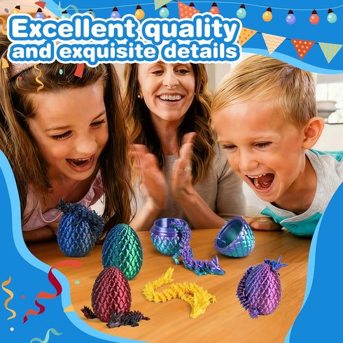 16PCS 3D Set Printed Dragon Eggs with Dragon Inside, Articulated Dragon Fidget Toys for Desk Decor, Birthday Gift
