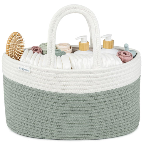 Pack 2 Muslin Nursing Cover of and Rope Diaper Caddy Organizer Bundled by Comfy Cubs
