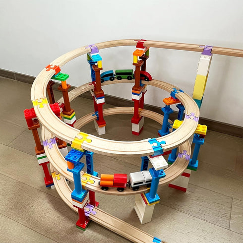 20 Pack 3+ Wooden Train Track Accessories, pcs Wooden Track Connector, Compatible with All Major Brands Wood Train