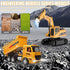 MQDMINI Set 3-12 Remote Control Excavator and Dump Truck Toy - RC Construction Vehicles Toy with Barricades, Road