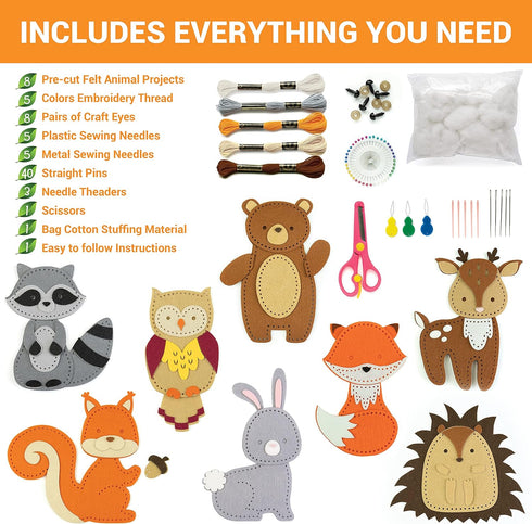 Set 7-12, 165 Set Craftorama Sewing Kit for Kids, Fun and Educational Animal Craft for Boys and Girls Age Sew Your Own