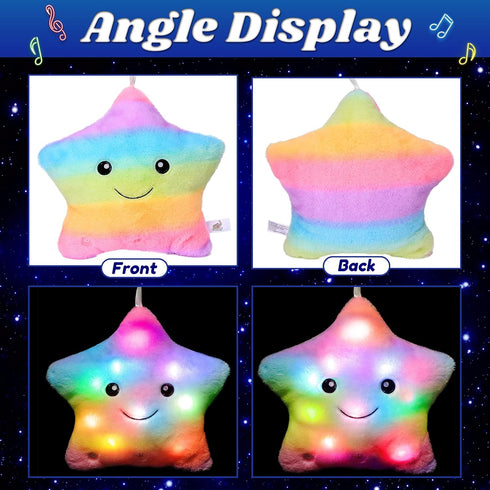 13" Cuteoy Musical Rainbow Star Plush Pillow Glowing Twinkle Night Light Stuffed Animal LED Toys Adjustable Volume