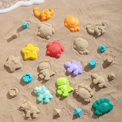 Set 17 Set) Sawaruita Beach Toys for Kids - Sand Toys Includes Collapsible Bucket Shovel and Mesh Bag PCS, Toddlers