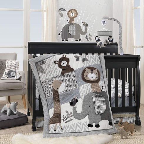 Urban Jungle Gray & White Baby Changing Pad Cover by Lambs & Ivy