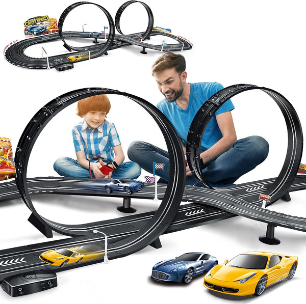 Kids Toy Electric Powered Slot Car Race Track Set, Best Gifts for Boys and Girls Ages 6 7 8-12