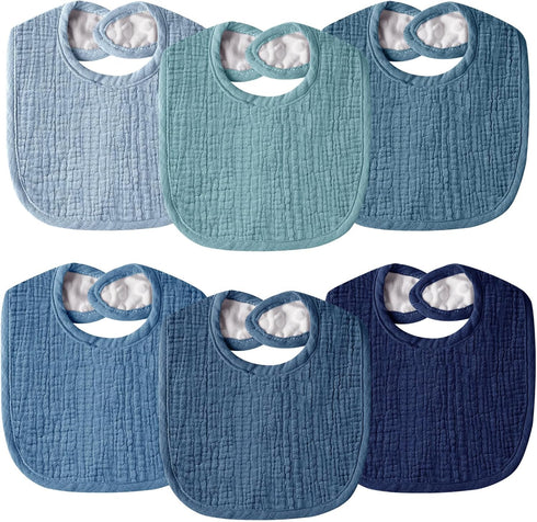 Muslin Baby Bibs for Unisex Boys Girls, Cotton Drool Bibs, Adjustable Newborn