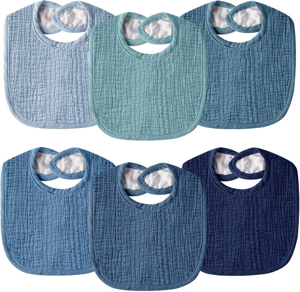 Muslin Baby Bibs for Unisex Boys Girls, Cotton Drool Bibs, Adjustable Newborn